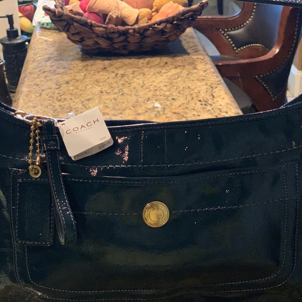 Coach Ergo Patent Leather Navy Hobo Purse (NWT)